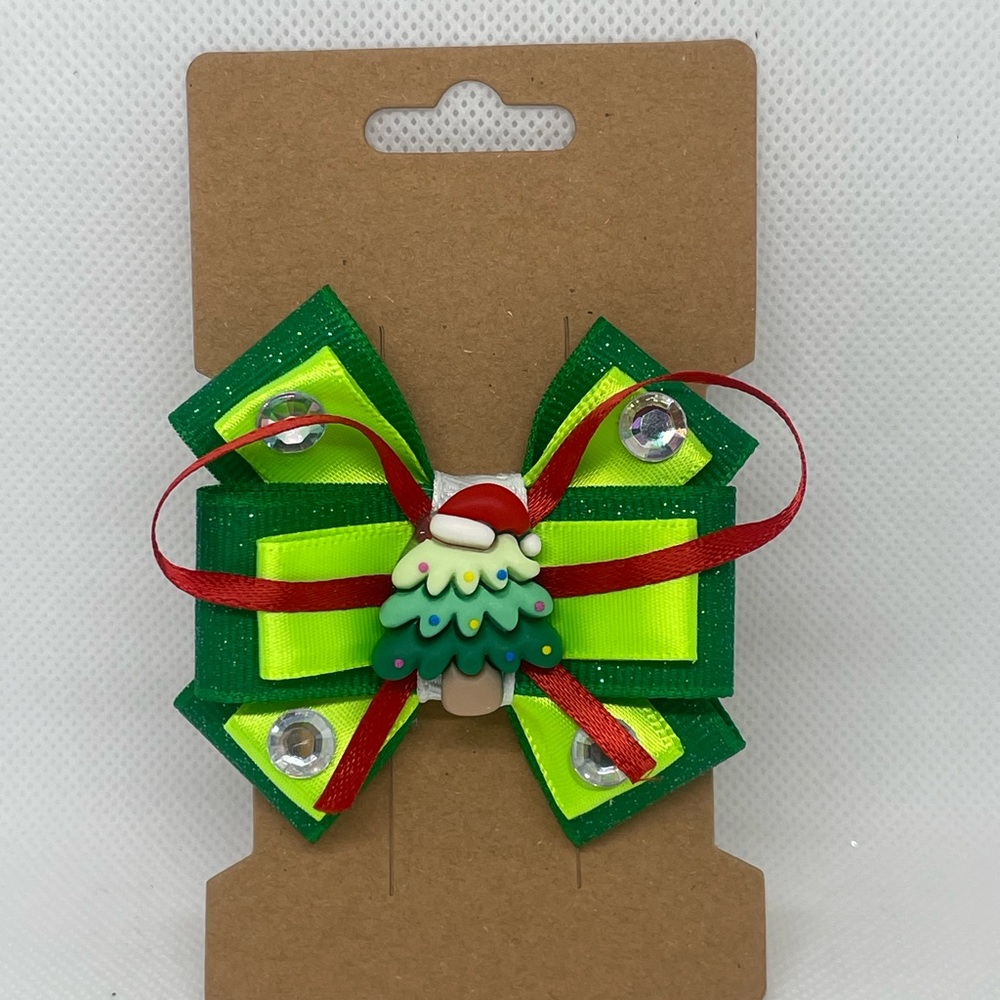 Festive Green and Red Christmas Bow